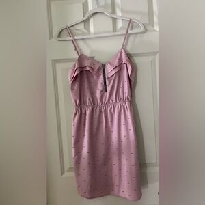 Roxy spaghetti strap mini dress, pale pink/blush with mini black bow print S